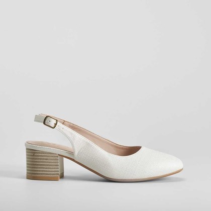 Zapato tacón destalonado de piel blanco COMFEET