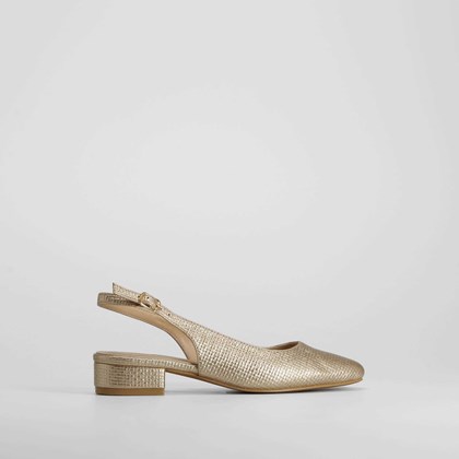 Zapato destalonado tacón bajo oro PICCOLA PIU