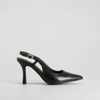 Zapato tacón negro brillo punta fina PICCOLA PIU
