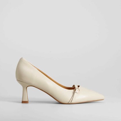 Zapato de tacón salón blanco piel FOSCO