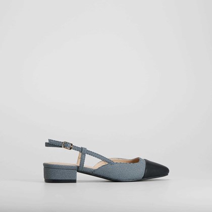 Zapato destalonado tacón medio azul PICCOLA PIU