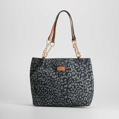 Bolso hombro asa animal print negro PICCOLA PIU