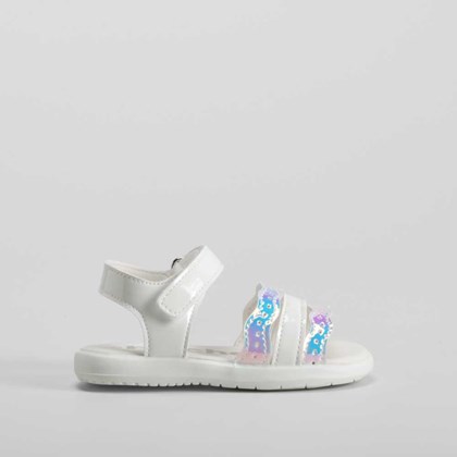 Sandalia tiras ondas multicolor bebé blanca BACHE