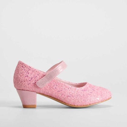 Zapato rosa brillante tacón bajo correa OH GIRL!