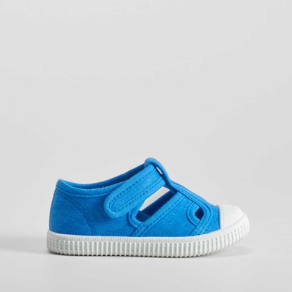 Zapatilla de lona cangrejera bebé azul BACHE