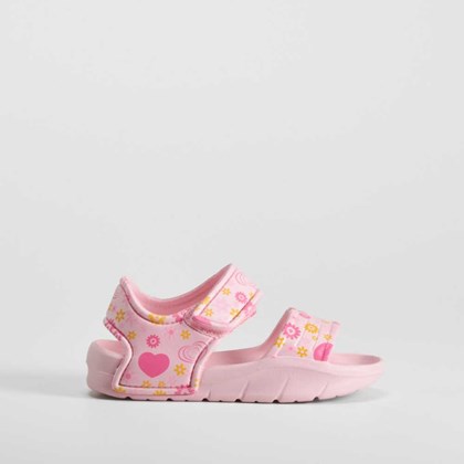 Chancla de playa velcro corazones rosa COCONUT