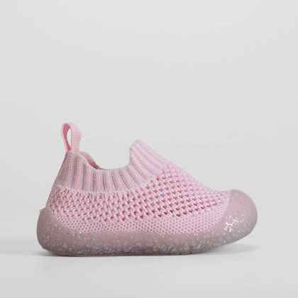 Zapatilla de casa cerrada bebé glitter rosa OLYNE