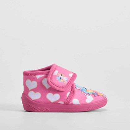 Zapatilla cerrada velcro unicornio bebé rosa OLYNE