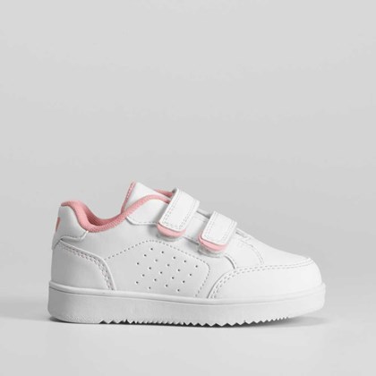Tenis bebé básico blanco y rosa  UTWO