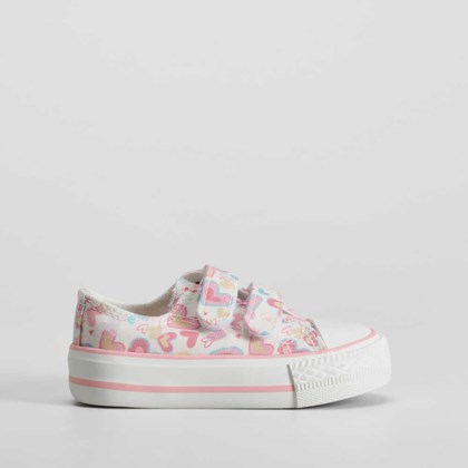 Zapatilla de lona corazones bebé rosa BACHE