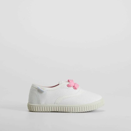 Zapatilla lona bebé blanca y rosa BACHE