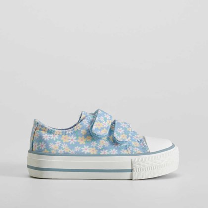 Zapatilla de lona flores bebé azul BACHE