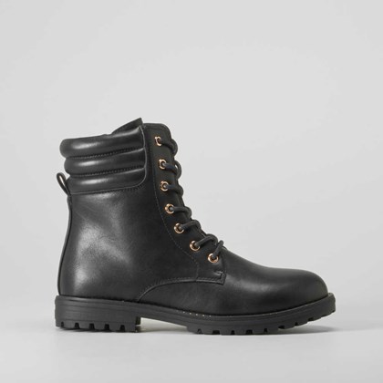Botín militar acolchado negro OH GIRL
