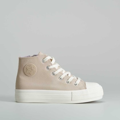 Zapatilla alta cordones beige OH GIRL