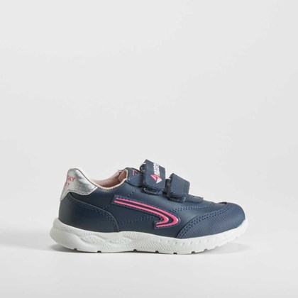 Deportiva piel tres velcros azul marino PABLOSKY