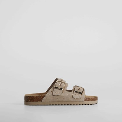 Sandalia bio estrellitas hebillas piel beige XTI