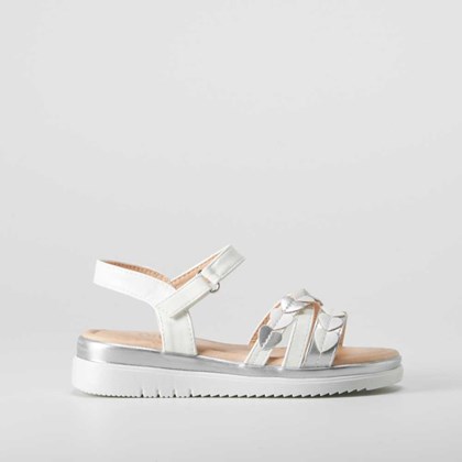 Sandalia de tiras con corazones blanca OH GIRL