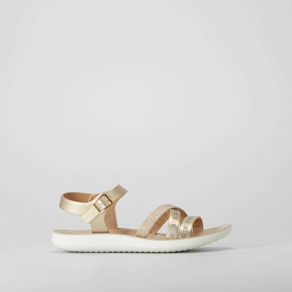 Sandalia tiras trenzada oro COMFEET