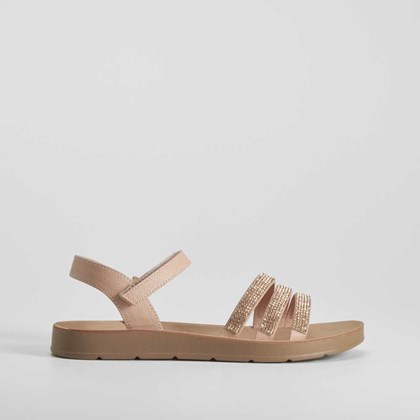 Sandalia plana con brillo rosa OH GIRL