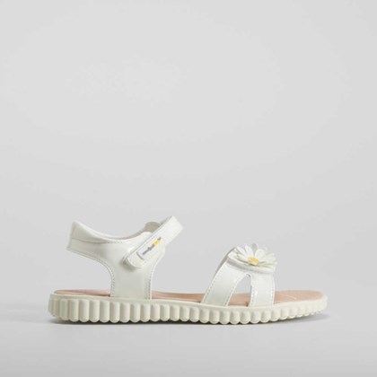 Sandalia de pala con flores blanca COMFEET