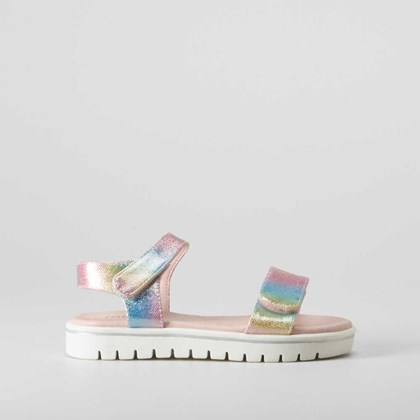 Sandalia velcro brillo color plata OH GIRL