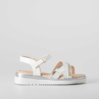 Sandalia de tiras brillo infantil blanca OH GIRL