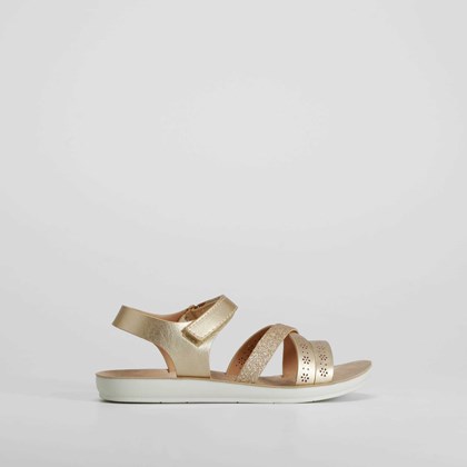 Sandalia multitiras con corazones oro COMFEET