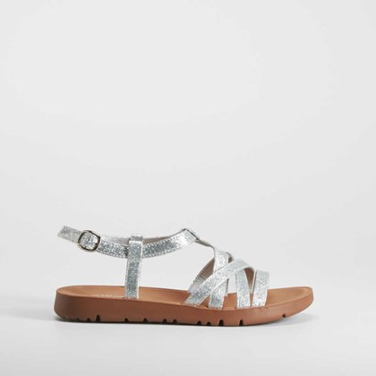 Sandalia de tiras glitter plata OH GIRL
