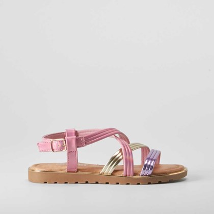 Sandalia plana de tiras rosa OH GIRL