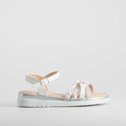 Sandalia de tiras trenza blanca OH GIRL
