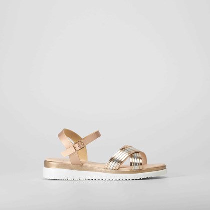 Sandalia plana tiras cruzadas oro OH GIRL!