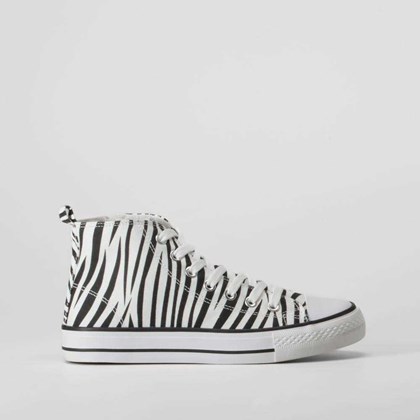 Zapatilla lona alta negro estampado cebra OH GIRL!