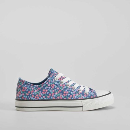 Zapatilla de lona con cordones flores azul OH GIRL