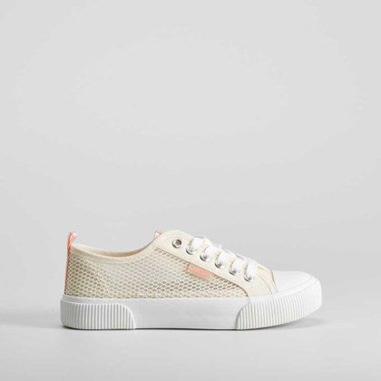 Zapatilla lona rejilla beige OH GIRL