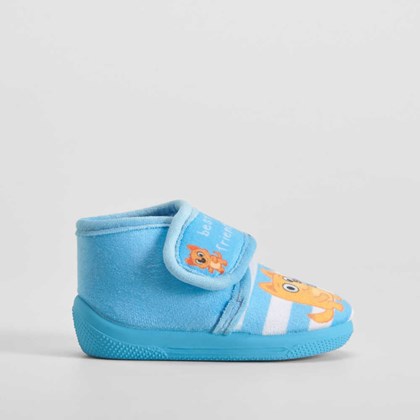 Zapatilla casa azul dibujos cierre velcro OLYNE
