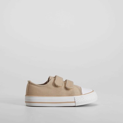 Zapatilla lona velcro bebé beige BACHE