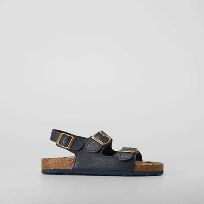 Sandalia bio hebillas suela corcho azul SEVEN FIVE