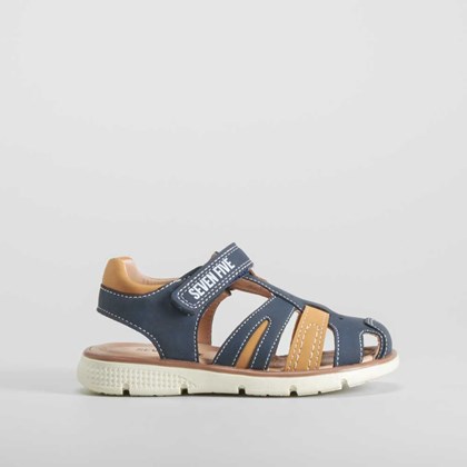 Sandalia infantil azul y mostaza SEVEN FIVE