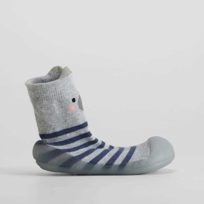 Zapatilla de casa antideslizante rayas gris OLYNE