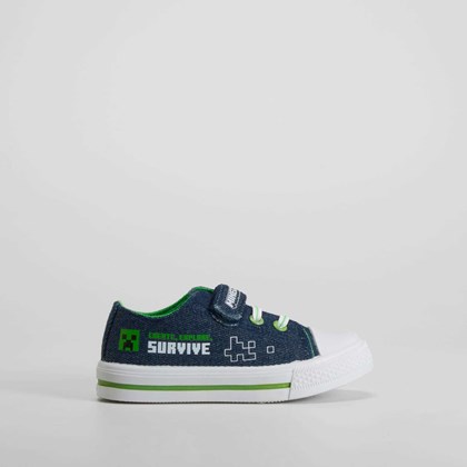 Zapatilla lona velcro azul MINECRAFT