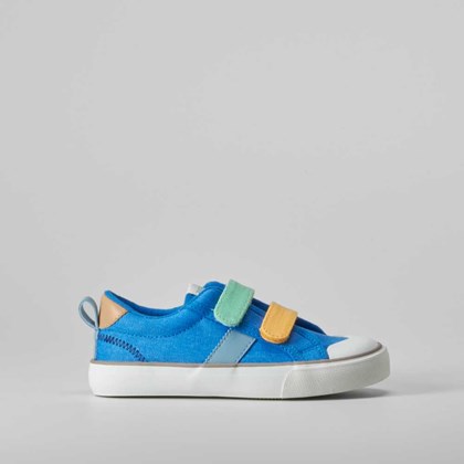 Zapatilla de lona con velcro azul SEVEN FIVE