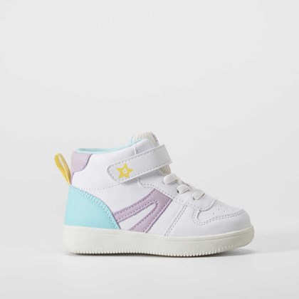 Deportiva alta bebé blanca y color BACHE