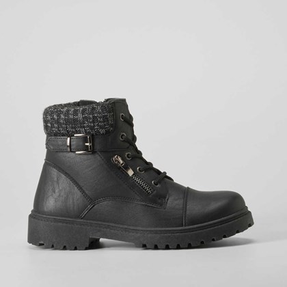 Botín cuello lana negro OH GIRL