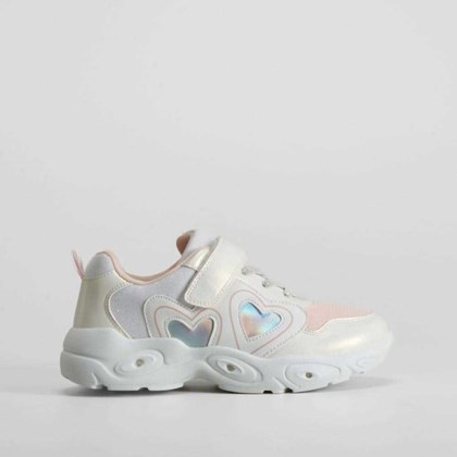 Zapatilla de luces con corazones blanca OH GIRL!