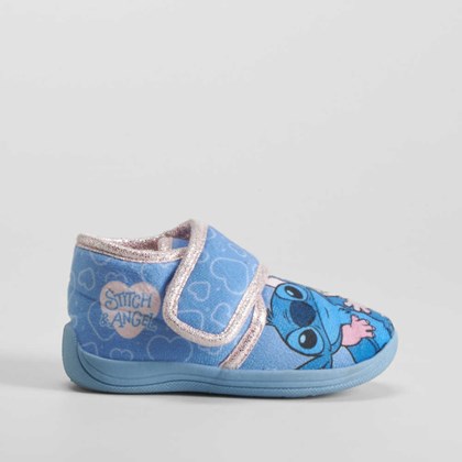 Zapatilla casa cerrada velcro bebé azul STITCH