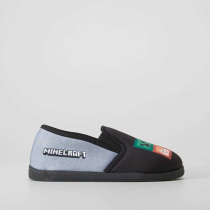 Zapatilla de casa cerrada negra MINECRAFT