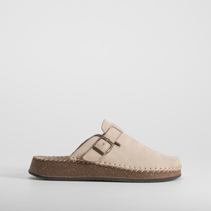 Zueco de cuña de piel beige WALK&FLY