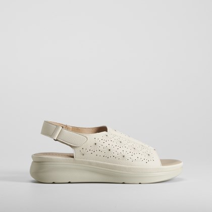 Zueco de cuña perfos de piel blanco COMFEET