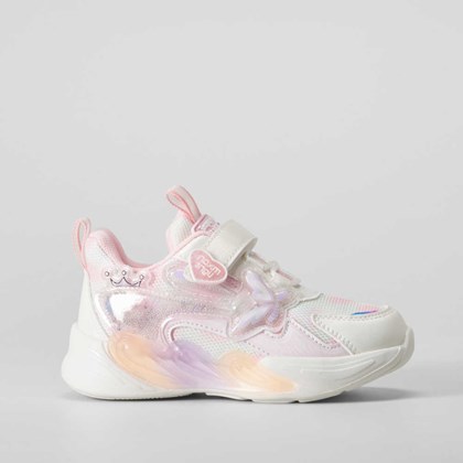 Deportiva de luces infantil blanca y rosa BEPPI