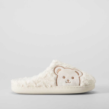 Zapatilla casa pelo osito blanca OLYNE